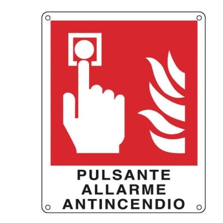 Cartello in alluminio Pulsante allarme antincendio - F.to: 14x14,5 cm