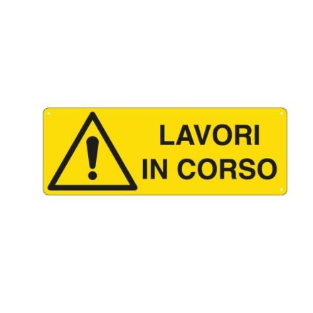 Cartello in alluminio Lavori in corso - F.to: 35x12,5 cm