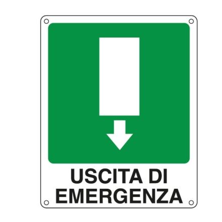 Cartello in alluminio Uscita di emergenza - F.to: 25x31 cm