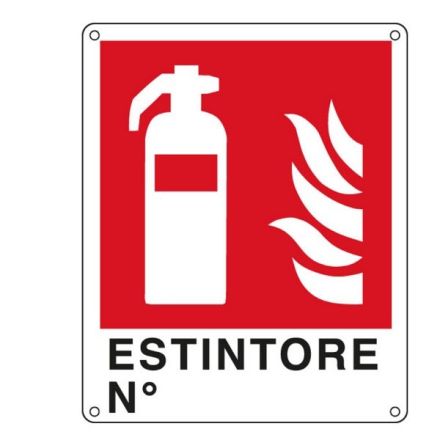 Cartello in alluminio Estintore n. - F.to: 25x31 cm