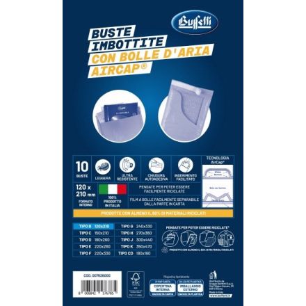 Buste imbottite in carta avana - Formato interno 12x21 cm