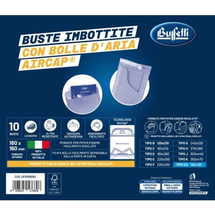 Buste imbottite in carta avana - Formato interno 18x16 cm