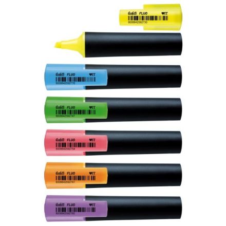 Evidenziatore fluo in box da tavolo - 6 colori assortiti