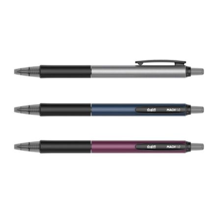 Penna a sfera a scatto Metal Grip - punta media - colore nero
