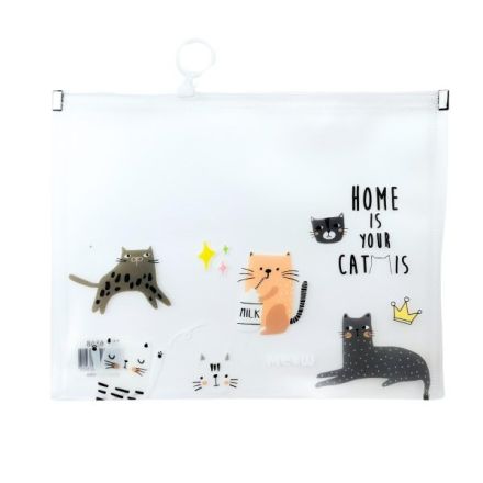 Busta con zip - pp - A4 - 24x33 cm - fantasia gattini