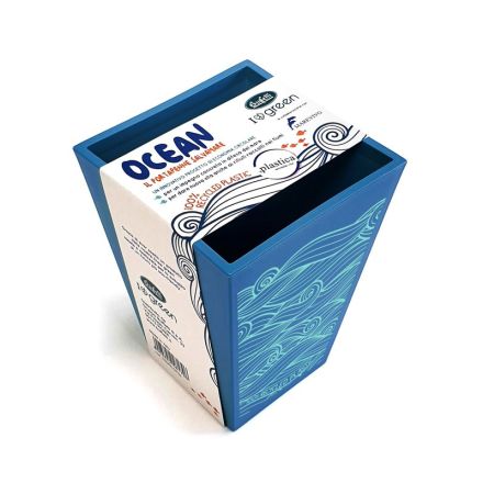 Bicchiere portapenne OCEAN - plastica rigenerata - azzurro