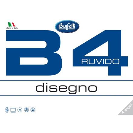 Album da disegno B4 - a 4 angoli - 24x33 cm - ruvido - 20 fogli - 220 g