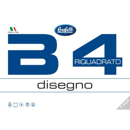 Album da disegno B4 - a 4 angoli - 33x48 cm - liscio riquadrato - 20 fogli - 220 g