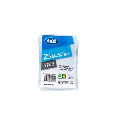 Buste a sacco - Polipropilene - 11x7,5 cm - carta identità - lisce - alto spessore