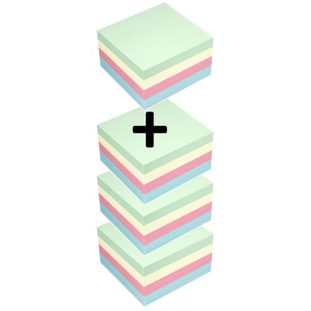 Box 4 Cubi da 400 foglietti adesivi riposizionabili - azzurro - verde - rosa - giallo