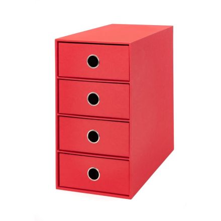 Scatola 4 cassetti Living - 17,5x25x32 cm - rosso