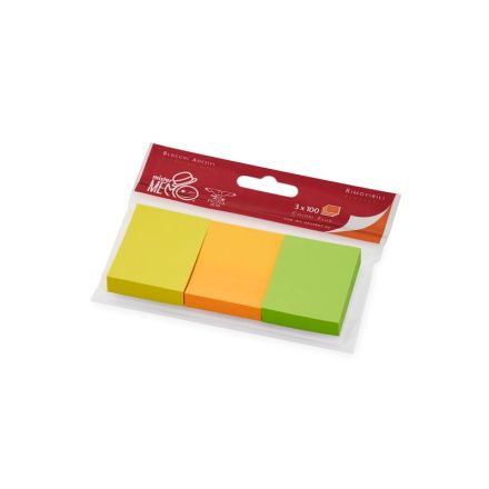 Foglietti adesivi Mister Memo,blocchetti adesivi,3 colori x100 fogli