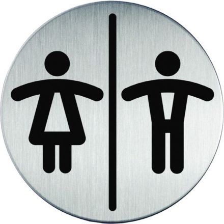 Pittogramma in acciaio - Pittogramma - rotondo - wc uomini/donne - Ø 83 mm