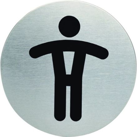 Pittogramma in acciaio rotondo - wc uomini - Ø 83 mm