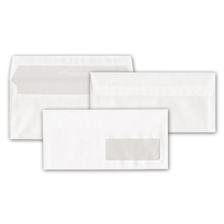 Buste commerciali con finestra - Chiusura taglio a trapezio - 11x23 cm 70 g - conf. 50 pz.
