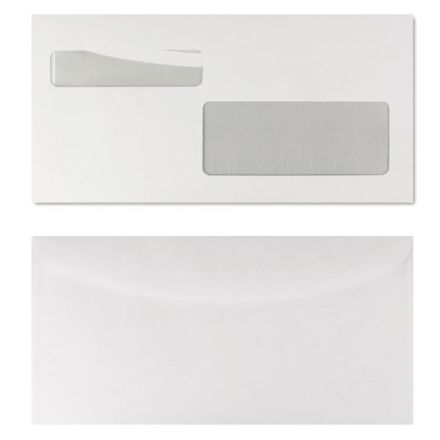 Buste commerciali con 2 finestre - Chiusura taglio tondo - 11,5x22,7 cm 80 g - conf. 50 pz.