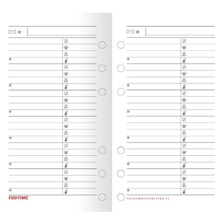Refill organizer - Fogli per rubrica - carta bianca - formato medio - 9,5x17 cm