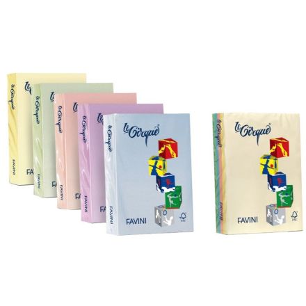 Carta colorata Le Cirque Favini - Colori tenui - 80 g/mq - 5 colori assortiti