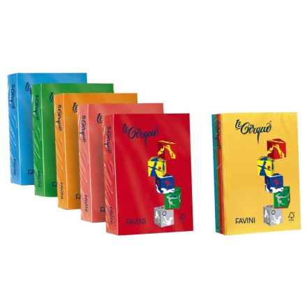 Carta colorata Le Cirque Favini - Colori forti - 80 g/mq - 5 colori assortiti