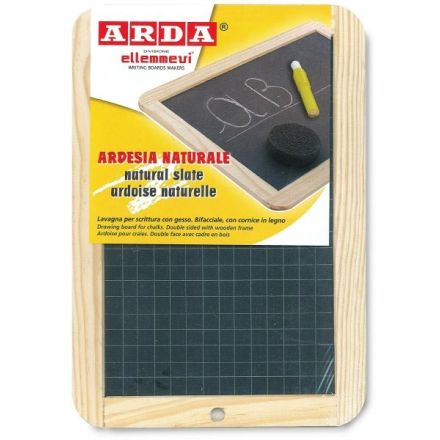 Lavagna in ardesia naturale - bifacciale (neutra/quadri) - cornice in legno - 26x18 cm