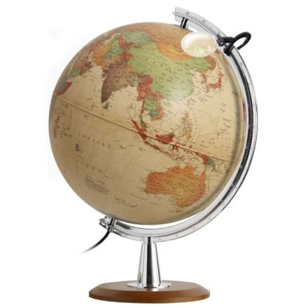 Mappamondo luminoso - Globo Colombo - diametro 40 cm - cartografia antichizzata - scritte in italiano