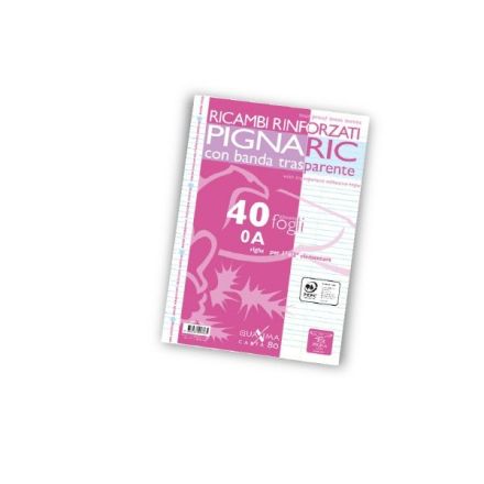 Ricambi rinforzati PignaRic - Rigatura A - Righe 1a e 2a elementare - 40 fogli - 80 g