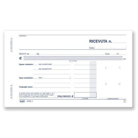 Ricevute di condominio - Blocco 50/50 fogli autoricalcante - 10x16,8 cm