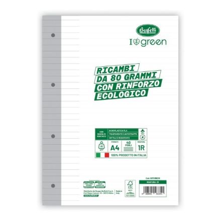 Ricambi rinforzati I love green - 80 g - banda ecologica - Rigatura 1R - Righe