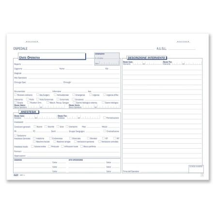 Registro operatorio - Blocco 50/50 fogli autoricalcante - 29,7x21,5 cm