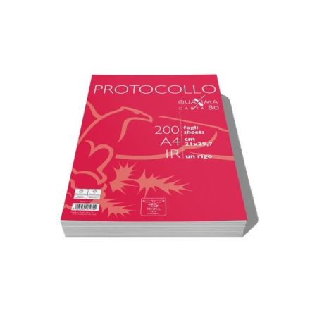 Fogli protocollo Pigna - Rigatura 1R - Righe - 200 fogli - 80 g