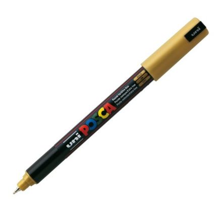 Marcatore Uni Posca a tempera - oro - Punta tonda - Tratto 0,7 mm